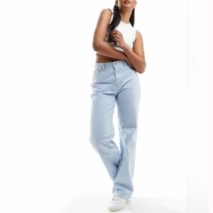 Abercrombie & Fitch Curve Love 90s Relaxed Jean Blue Stripe